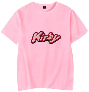 Kirby Popular Game Peripheral Print Fashion Casual Short Sleeve Mens and Women Summer Pink D T-Shirt