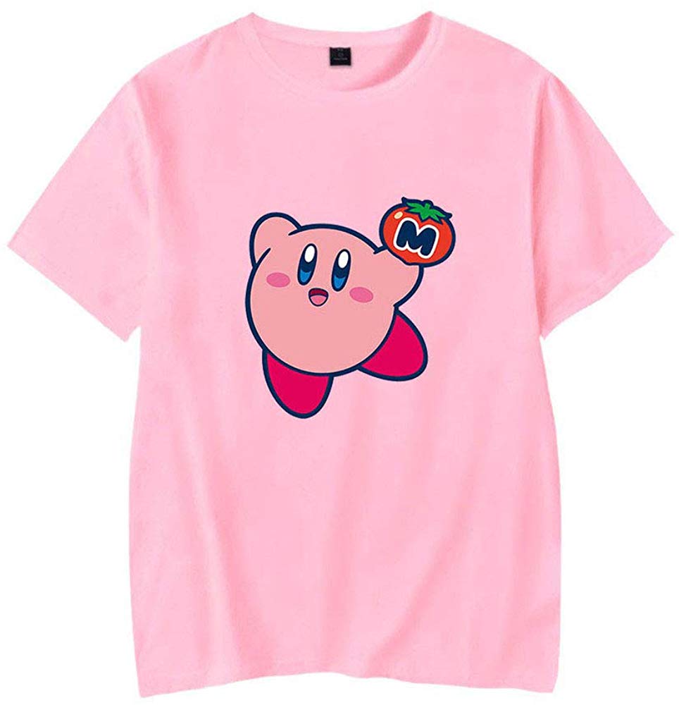 Kirby Popular Game Peripheral Print Fashion Casual Short Sleeve Mens and Women Summer Pink F T-Shirt