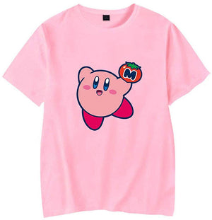 Kirby Popular Game Peripheral Print Fashion Casual Short Sleeve Mens and Women Summer Pink F T-Shirt