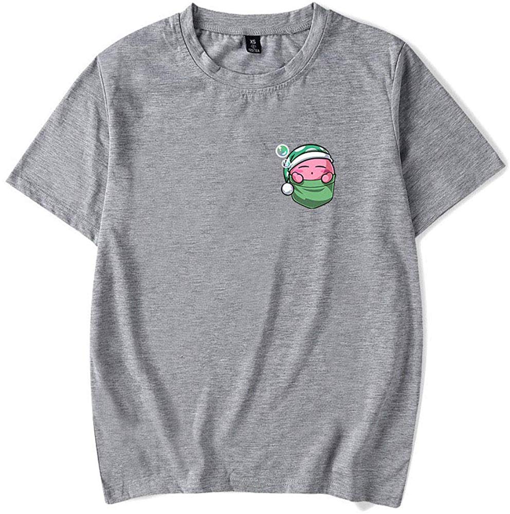 Kirby Popular Game Peripheral Print Fashion Casual Short Sleeve Mens and Women Summer The Grey B T-Shirt
