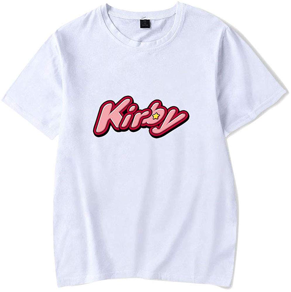 Kirby Popular Game Peripheral Print Fashion Casual Short Sleeve Mens and Women Summer White D T-Shirt