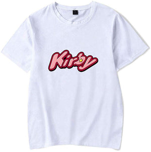 Kirby Popular Game Peripheral Print Fashion Casual Short Sleeve Mens and Women Summer White D T-Shirt