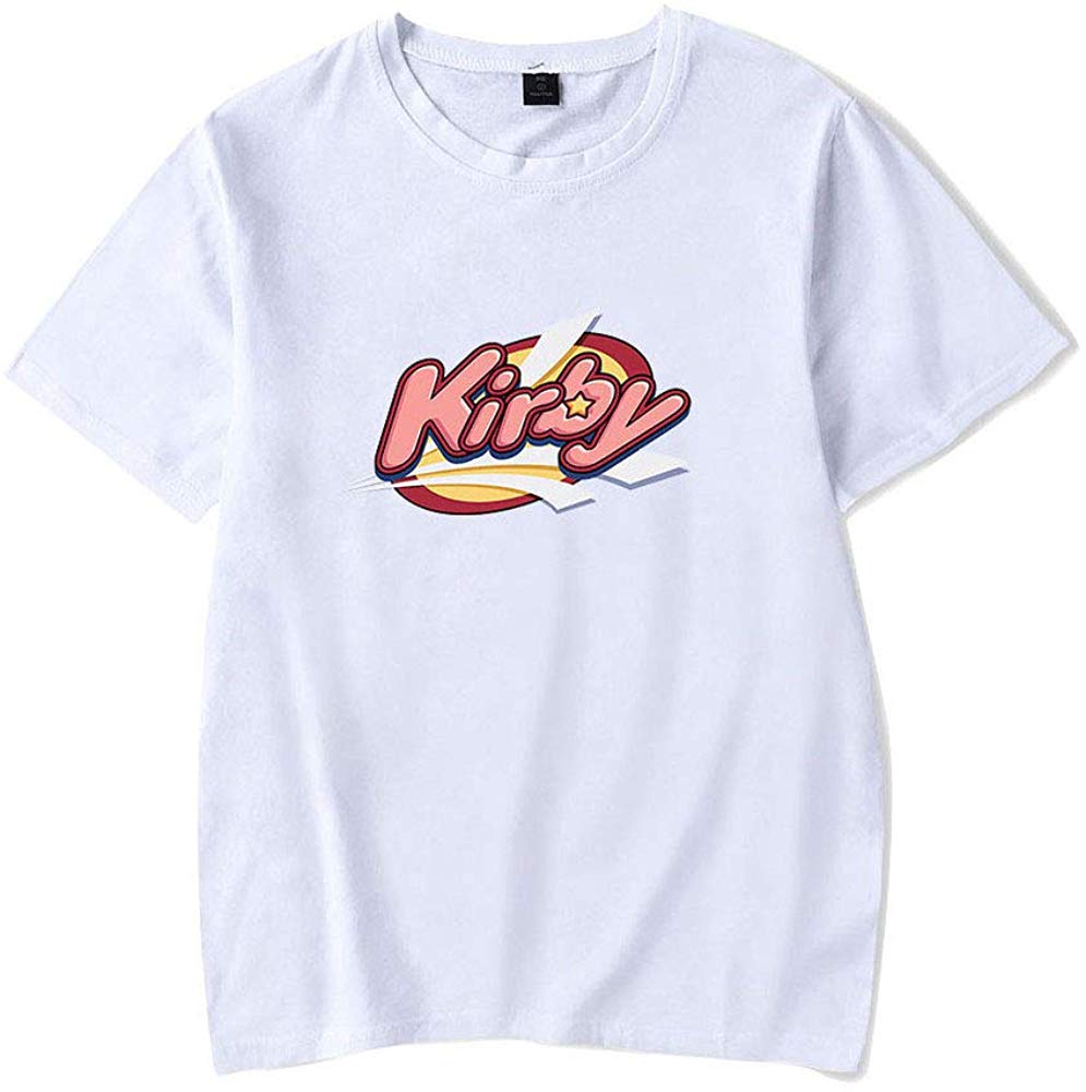 Kirby Popular Game Peripheral Print Fashion Casual Short Sleeve Mens and Women Summer White a T-Shirt