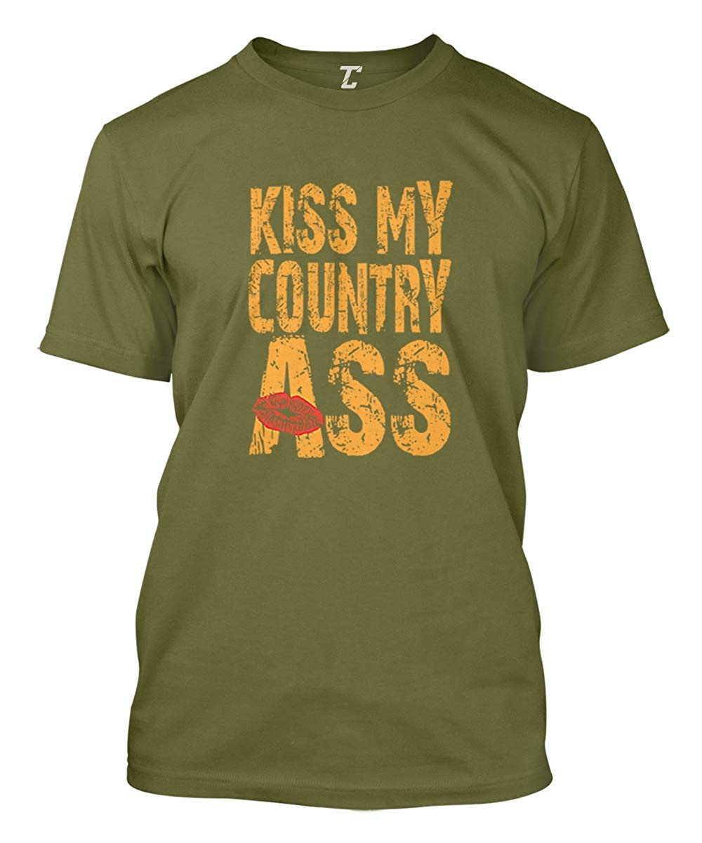 Kiss My Country Ass American Southern Men's Olive T-Shirt