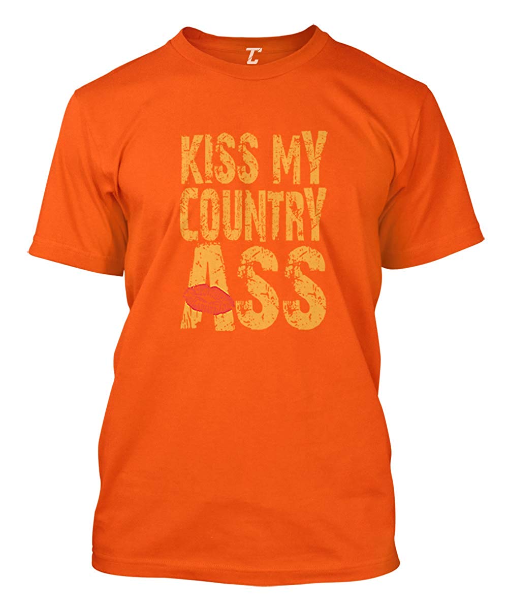 Kiss My Country Ass American Southern Men's Orange T-Shirt