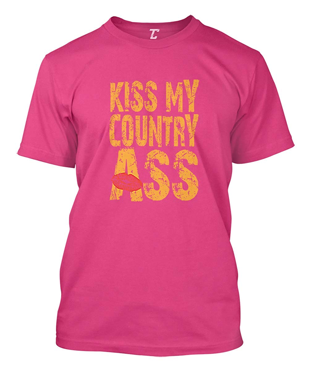 Kiss My Country Ass American Southern Men's Pink T-Shirt