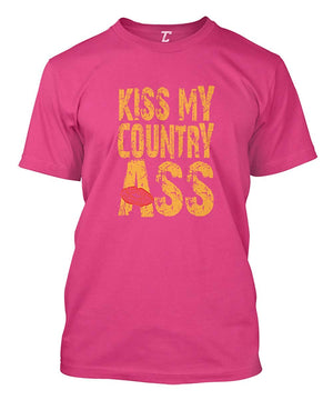 Kiss My Country Ass American Southern Men's Pink T-Shirt