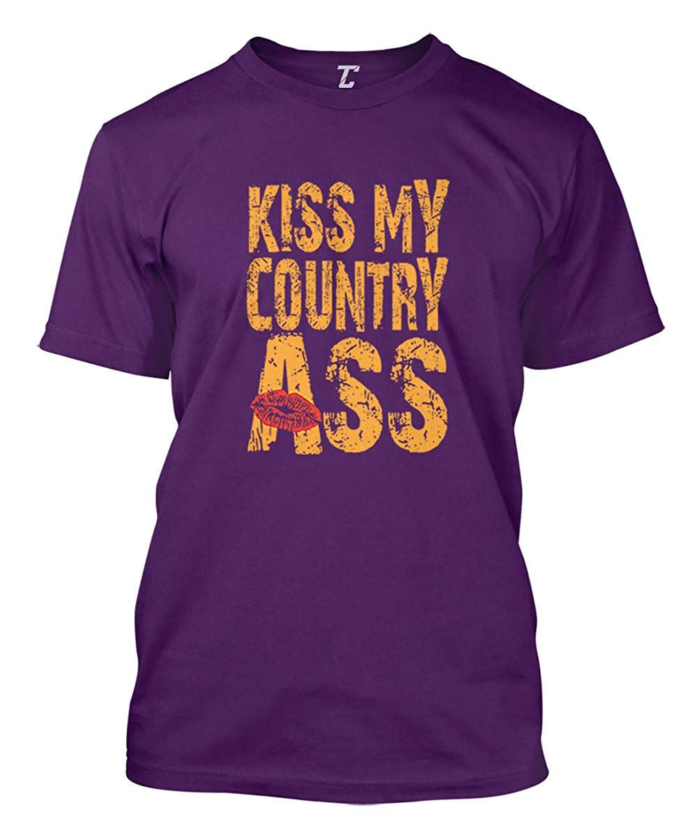 Kiss My Country Ass American Southern Men's Purple T-Shirt