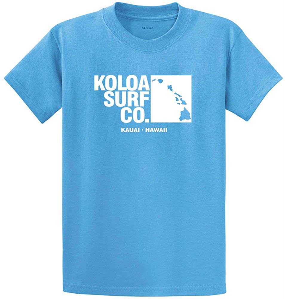 Koloa Surf Archipelago Heavyweight Cotton Reg Big and Tall Sizes Aquatic Blue / White T-Shirt