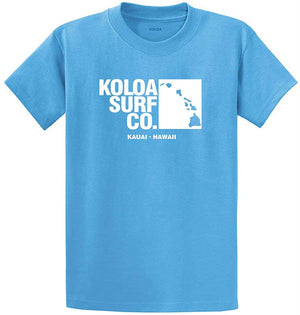 Koloa Surf Archipelago Heavyweight Cotton Reg Big and Tall Sizes Aquatic Blue / White T-Shirt