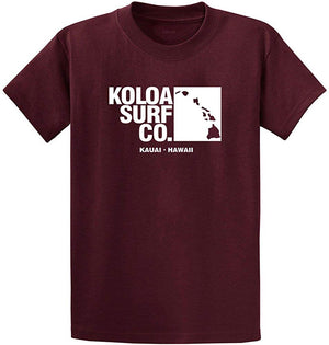 Koloa Surf Archipelago Heavyweight Cotton Reg Big and Tall Sizes Athletic Maroon / White T-Shirt