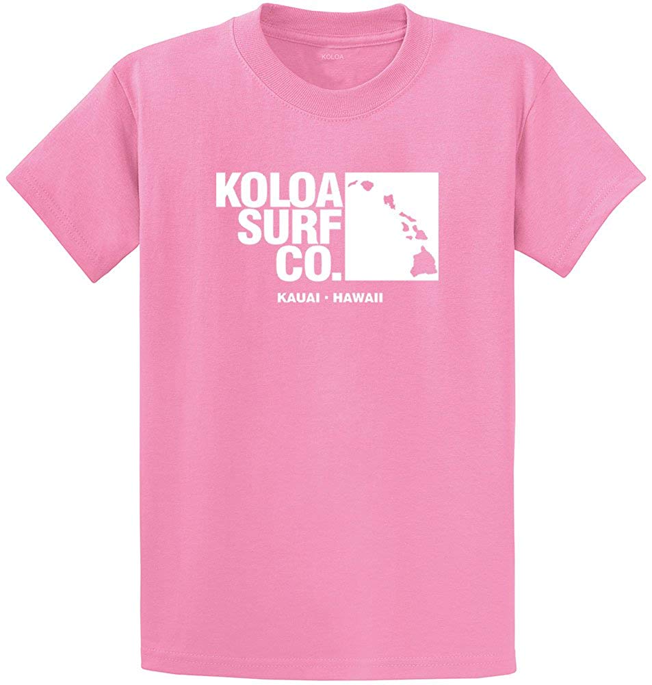 Koloa Surf Archipelago Heavyweight Cotton Reg Big and Tall Sizes Candy Pink / White T-Shirt