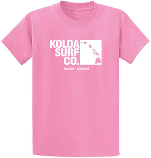 Koloa Surf Archipelago Heavyweight Cotton Reg Big and Tall Sizes Candy Pink / White T-Shirt