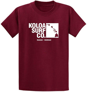 Koloa Surf Archipelago Heavyweight Cotton Reg Big and Tall Sizes Cardinal / White T-Shirt