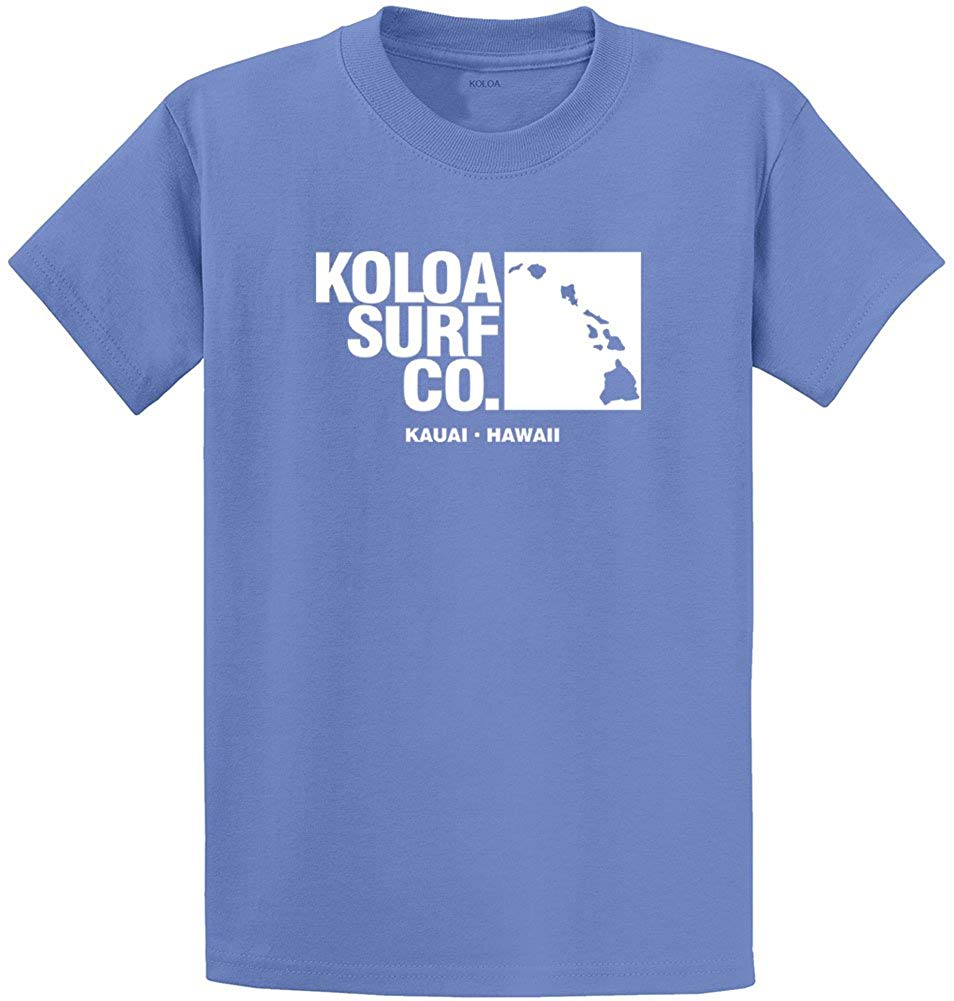 Koloa Surf Archipelago Heavyweight Cotton Reg Big and Tall Sizes Carolina Blue / White T-Shirt