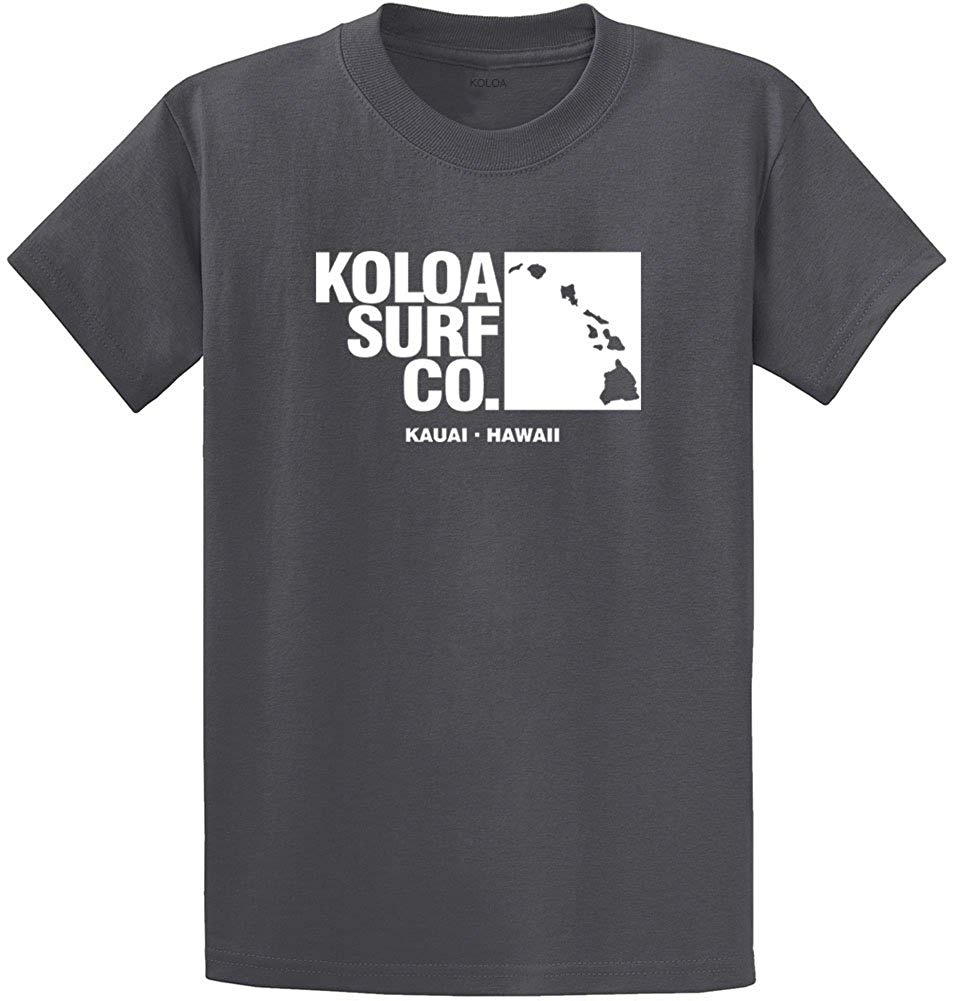 Koloa Surf Archipelago Heavyweight Cotton Reg Big and Tall Sizes Charcoal / White T-Shirt