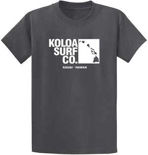 Koloa Surf Archipelago Heavyweight Cotton Reg Big and Tall Sizes Charcoal / White T-Shirt