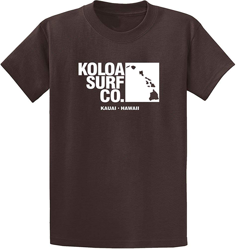 Koloa Surf Archipelago Heavyweight Cotton Reg Big and Tall Sizes Dark Chocolate Brown / White T-Shirt