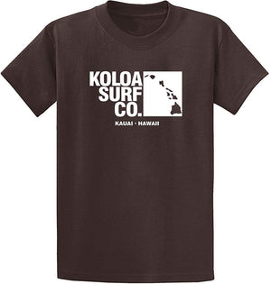 Koloa Surf Archipelago Heavyweight Cotton Reg Big and Tall Sizes Dark Chocolate Brown / White T-Shirt