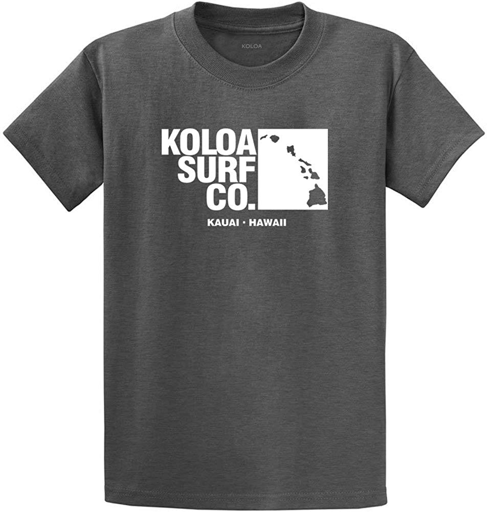 Koloa Surf Archipelago Heavyweight Cotton Reg Big and Tall Sizes Dark Heather Grey / White T-Shirt