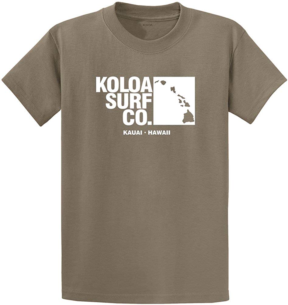 Koloa Surf Archipelago Heavyweight Cotton Reg Big and Tall Sizes Dusty Brown / White T-Shirt