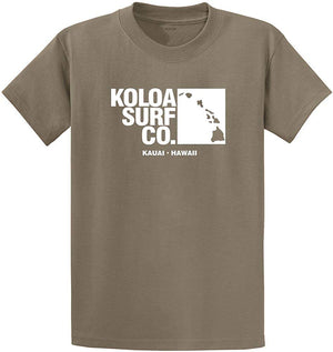 Koloa Surf Archipelago Heavyweight Cotton Reg Big and Tall Sizes Dusty Brown / White T-Shirt