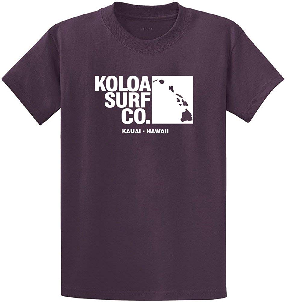 Koloa Surf Archipelago Heavyweight Cotton Reg Big and Tall Sizes Eggplant / White T-Shirt