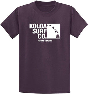 Koloa Surf Archipelago Heavyweight Cotton Reg Big and Tall Sizes Eggplant / White T-Shirt