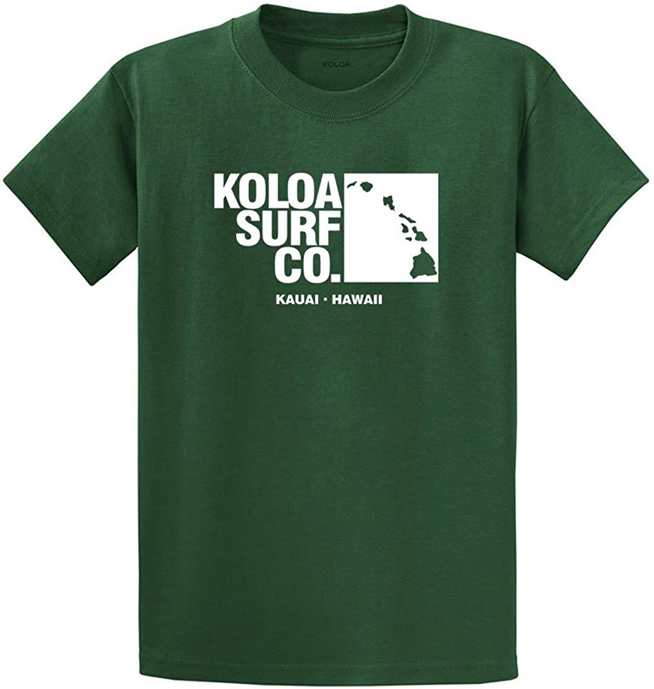 Koloa Surf Archipelago Heavyweight Cotton Reg Big and Tall Sizes Forest / White T-Shirt