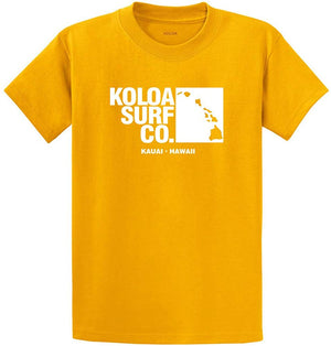 Koloa Surf Archipelago Heavyweight Cotton Reg Big and Tall Sizes Gold / White T-Shirt