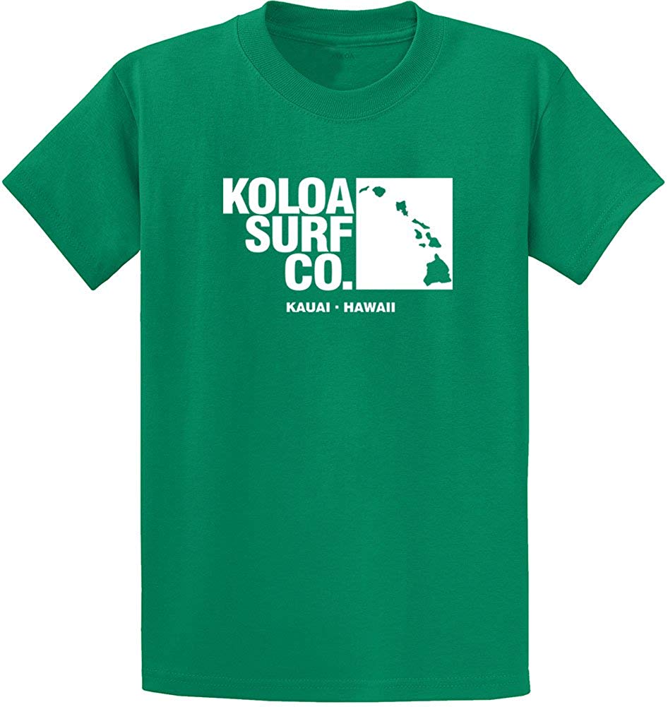 Koloa Surf Archipelago Heavyweight Cotton Reg Big and Tall Sizes Kelly / White T-Shirt