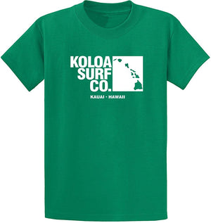 Koloa Surf Archipelago Heavyweight Cotton Reg Big and Tall Sizes Kelly / White T-Shirt