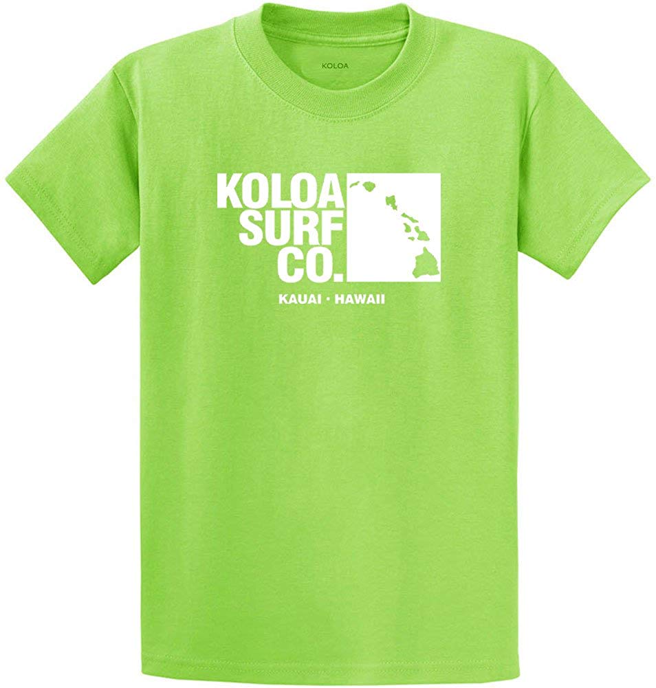 Koloa Surf Archipelago Heavyweight Cotton Reg Big and Tall Sizes Lime / White T-Shirt