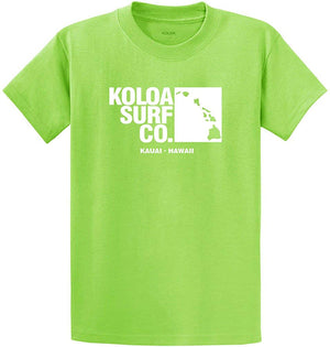 Koloa Surf Archipelago Heavyweight Cotton Reg Big and Tall Sizes Lime / White T-Shirt