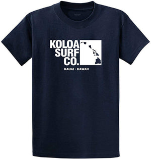 Koloa Surf Archipelago Heavyweight Cotton Reg Big and Tall Sizes Navy / White T-Shirt
