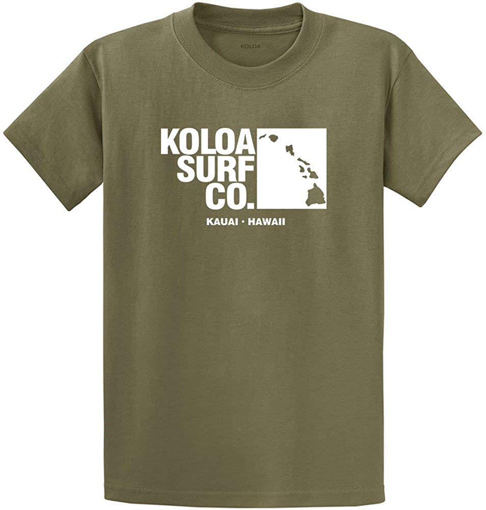Koloa Surf Archipelago Heavyweight Cotton Reg Big and Tall Sizes Olive / White T-Shirt