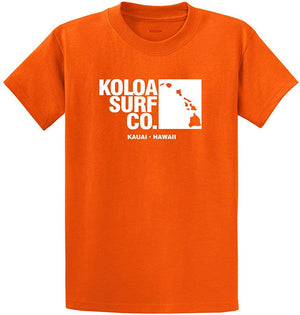 Koloa Surf Archipelago Heavyweight Cotton Reg Big and Tall Sizes Orange / White T-Shirt