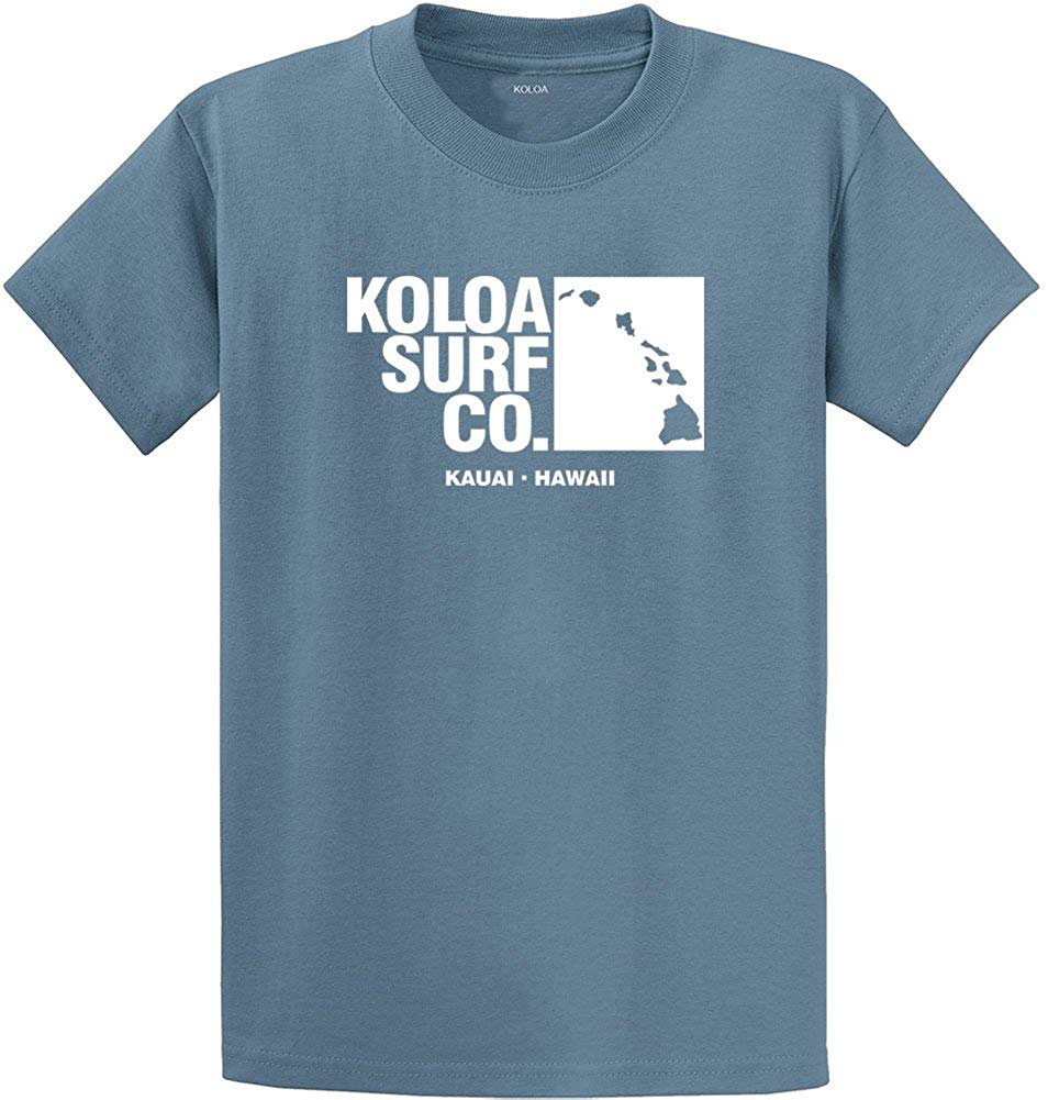 Koloa Surf Archipelago Heavyweight Cotton Reg Big and Tall Sizes Stone Blue / White T-Shirt