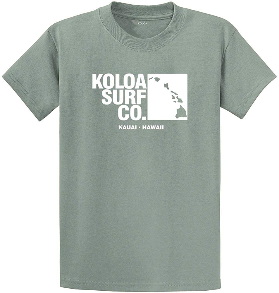 Koloa Surf Archipelago Heavyweight Cotton Reg Big and Tall Sizes Stone Green / White T-Shirt
