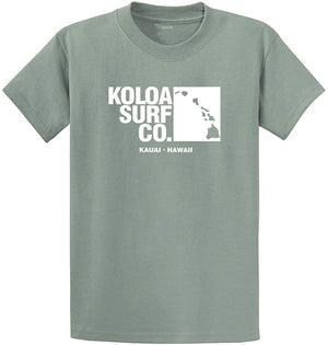Koloa Surf Archipelago Heavyweight Cotton Reg Big and Tall Sizes Stone Green / White T-Shirt