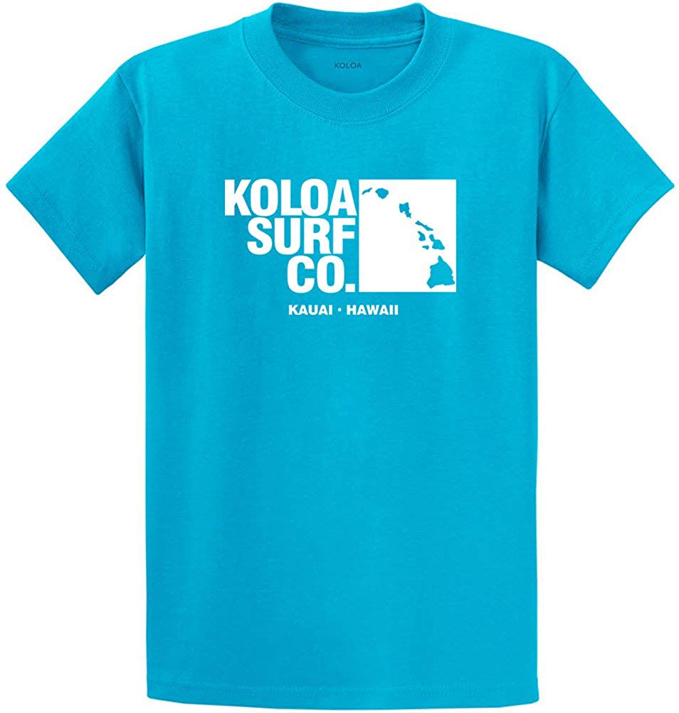 Koloa Surf Archipelago Heavyweight Cotton Reg Big and Tall Sizes Turquoise / White T-Shirt