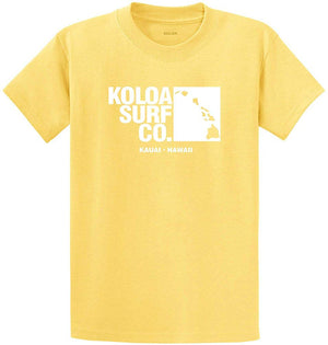Koloa Surf Archipelago Heavyweight Cotton Reg Big and Tall Sizes Yellow / White T-Shirt
