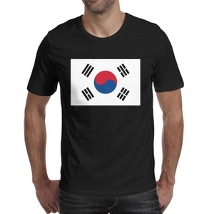 Korea Republic of Flag Emblem Men's Round Neck Classic Short Sleeve Black-56 T-Shirt