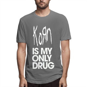 Korn Band Men's Cotton Short Sleeve Top Deep Heather Natural T-Shirt