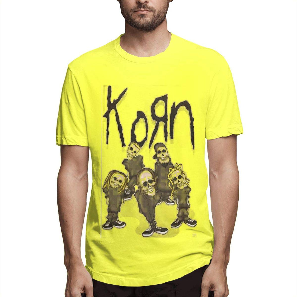 Korn Band Men's Cotton Short Sleeve yellow T-Shirt