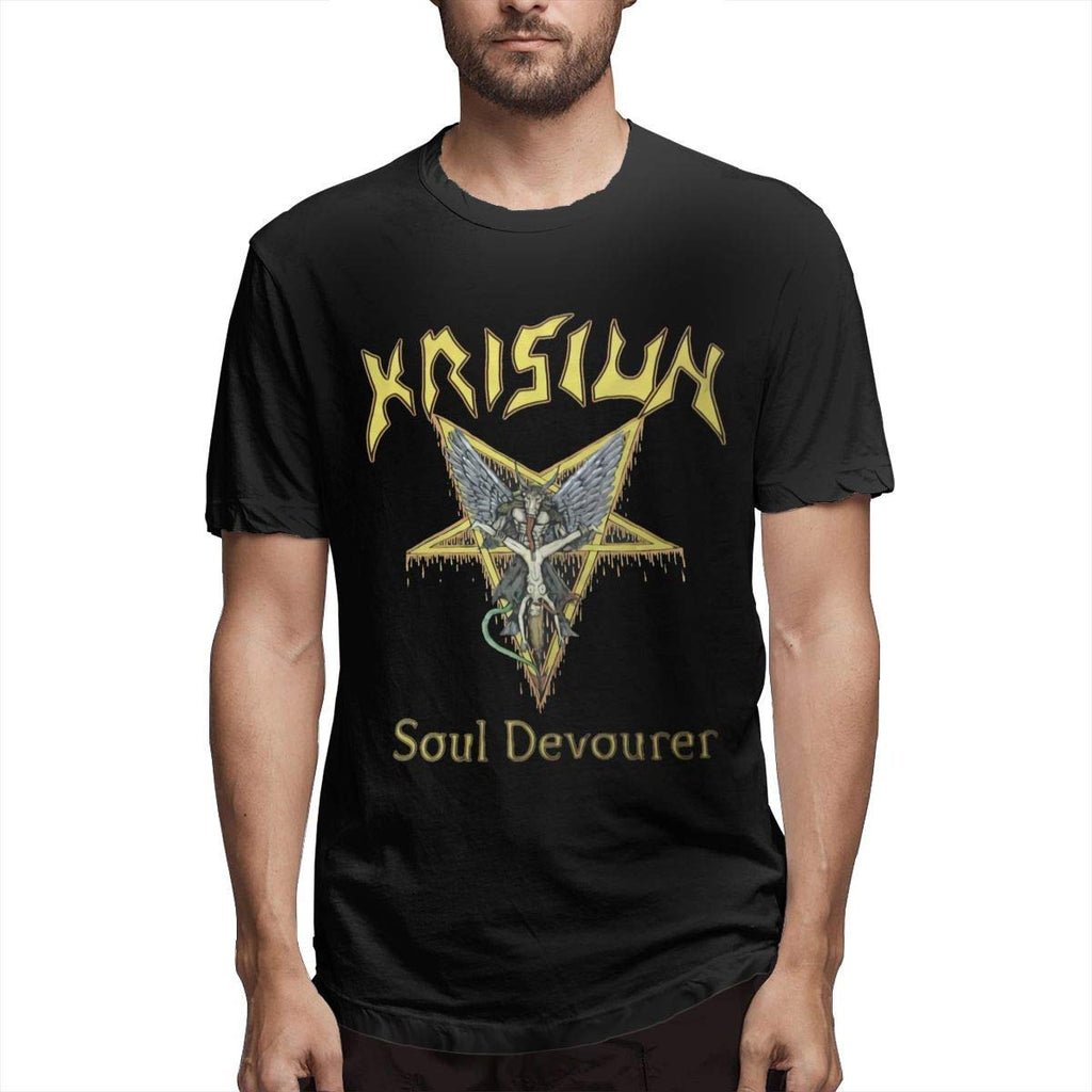 Krisiun Men's Cotton Short Sleeve Top Vest Black T-Shirt