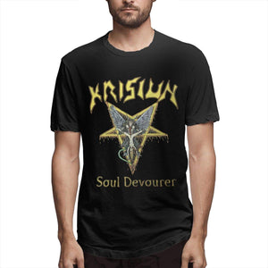Krisiun Men's Cotton Short Sleeve Top Vest Black T-Shirt