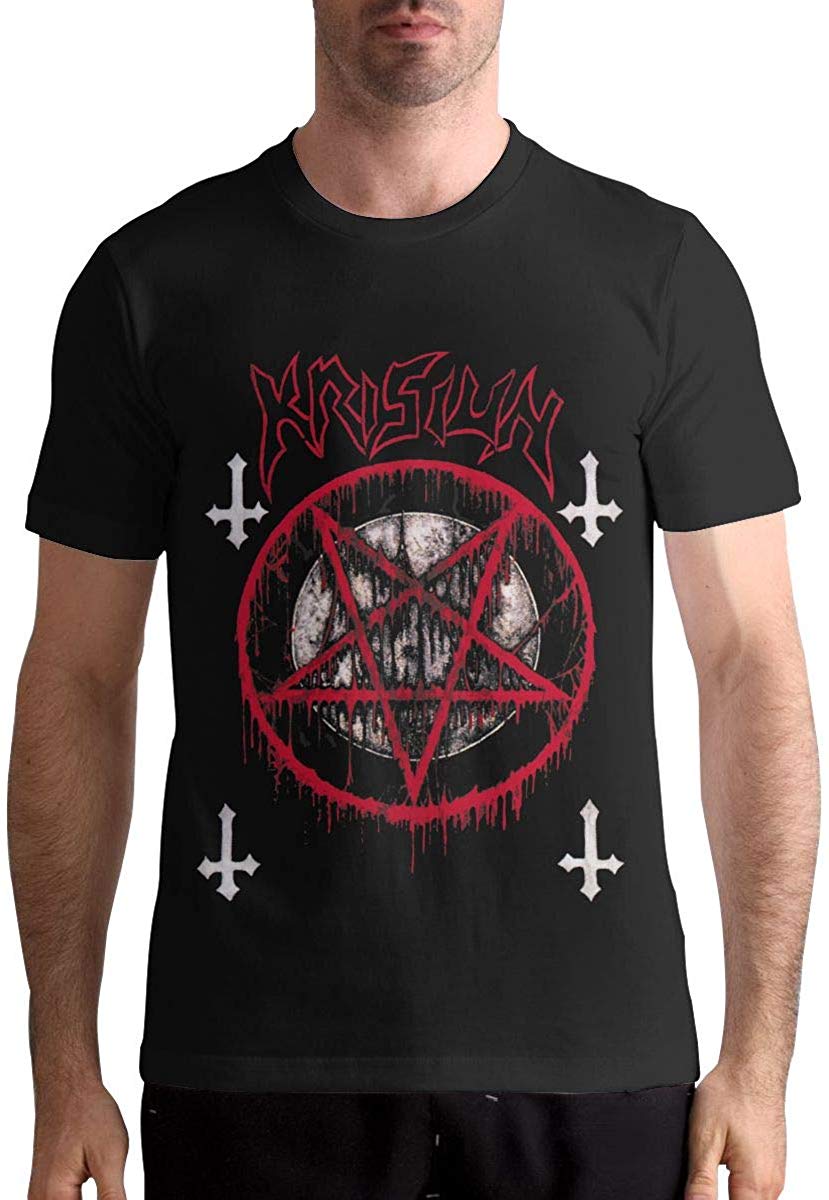 Krisiun Sports Mens Tops Short Sleeve Black T-Shirt