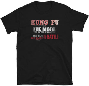 Kung Fu More You Sweat in Practice Less Bleed Battle Black T-Shirt