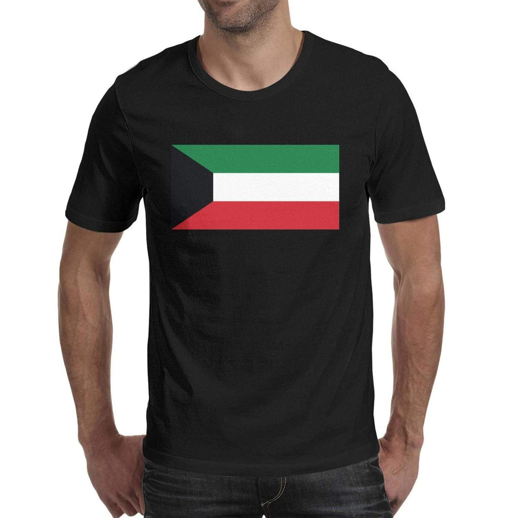 Kuwait Flag Coat of Arms Men's O Neck Funky Short Sleeve Black-54 T-Shirt